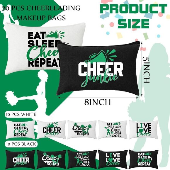 20 Pcs Cheer Makeup Bags Bulk Cheerleader Gifts for Women Canvas Cheer Cosmetic - Picture 2 of 6